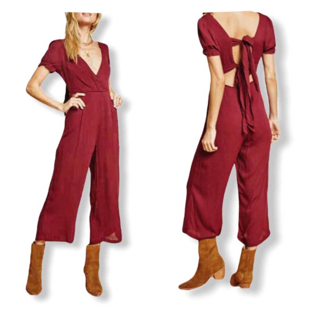 Sage the Label Nightcap Jumpsuit Romper Burgundy